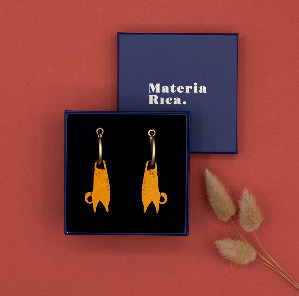 Pendientes Hanging Cat Ginger Materia Rica
