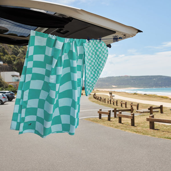 Toalla Playa Microfibra Dock & Bay Check Verde