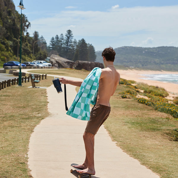 Toalla Playa Microfibra Dock & Bay Check Verde