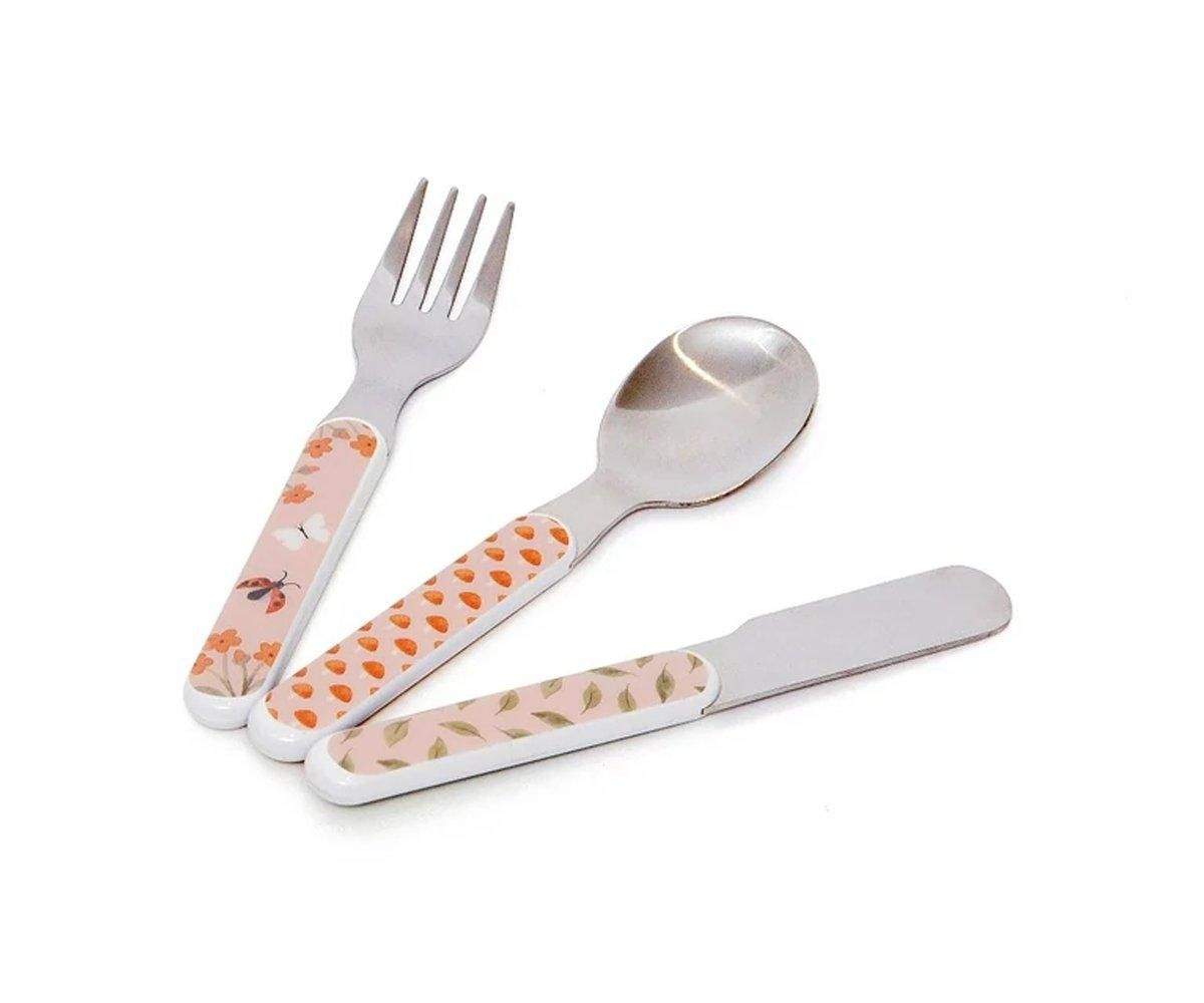 Set Cubiertos acero Pink Animals