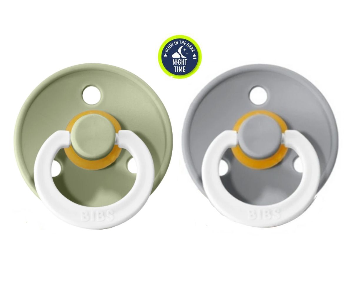 2 Chupetes BIBS Nocturnos Sage/Cloud
