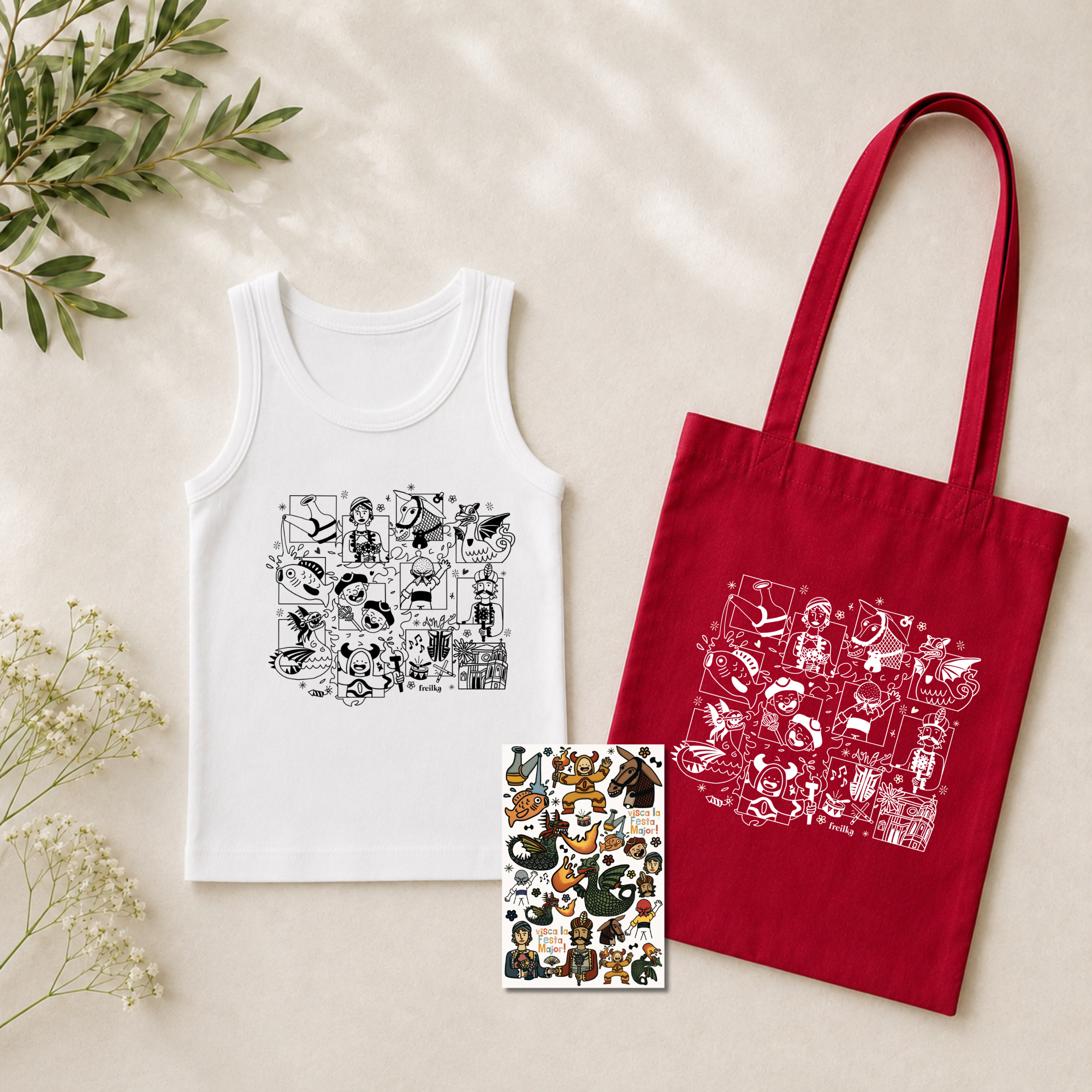 Pack Samarreta Tirants Ajustada + Tattoos + Tote Bag (Varis Colors)