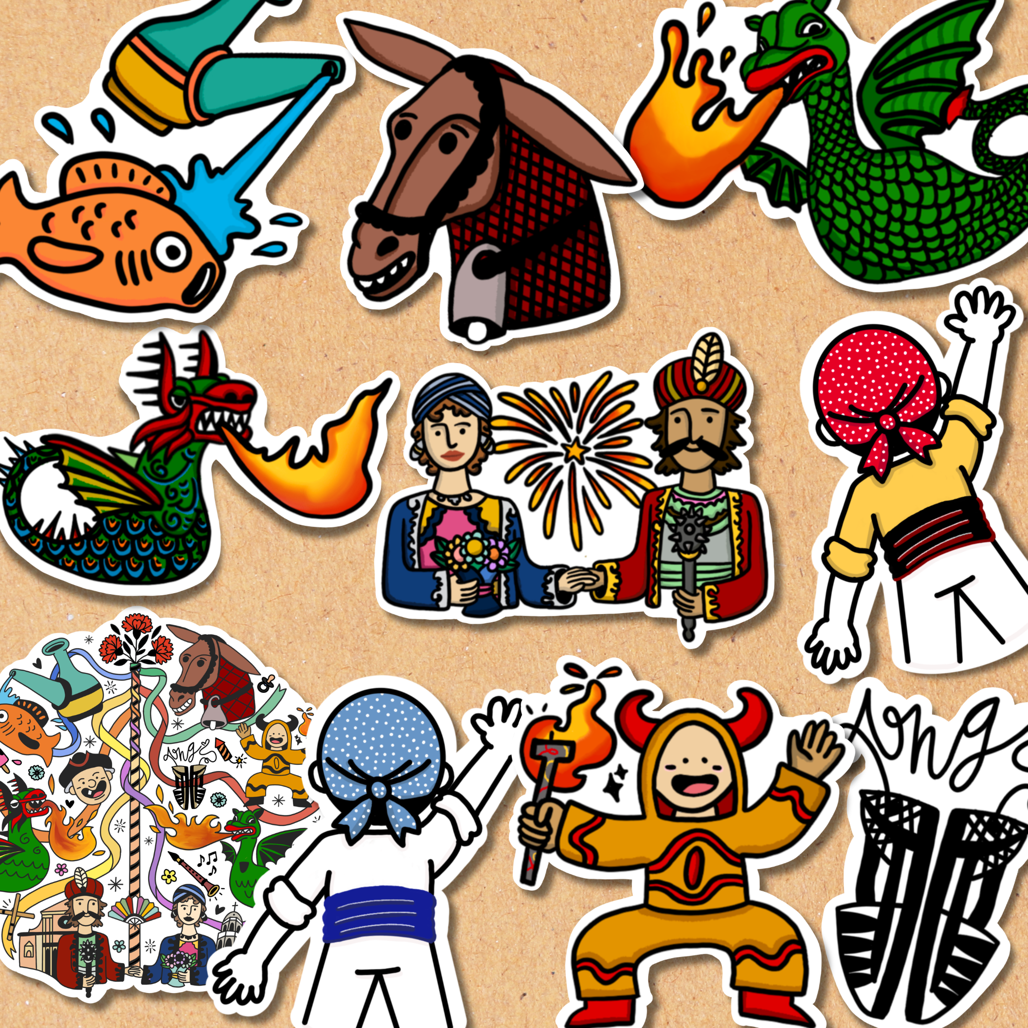 Pack 3 Stickers Festa Major VNG