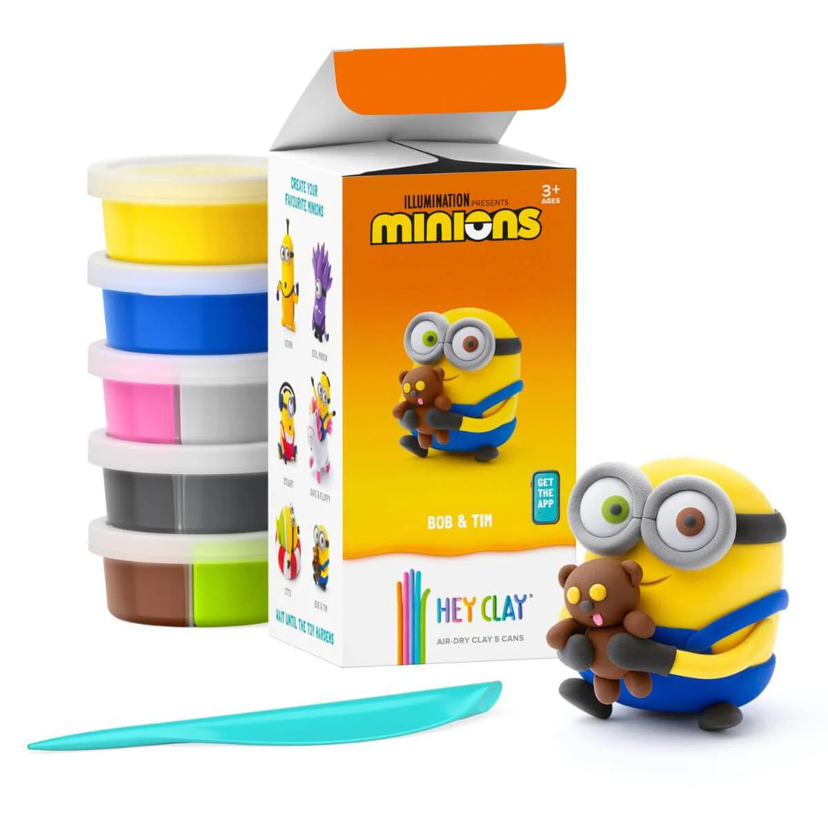 Hey Clay Plastilina Interactiva Bob & Tim Minions (5 botes)