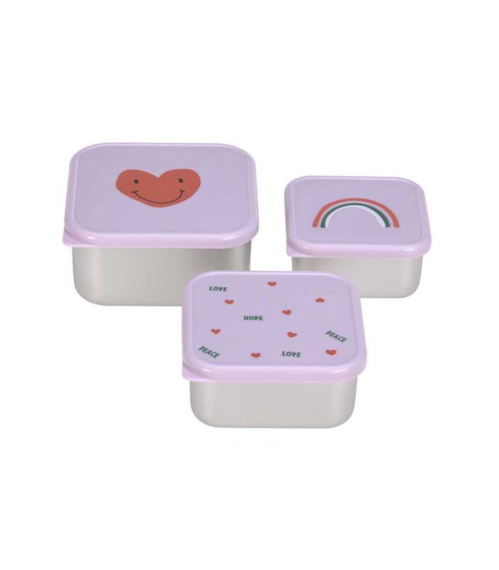 Set 3 tuppers acero inoxidable Heart Lavender