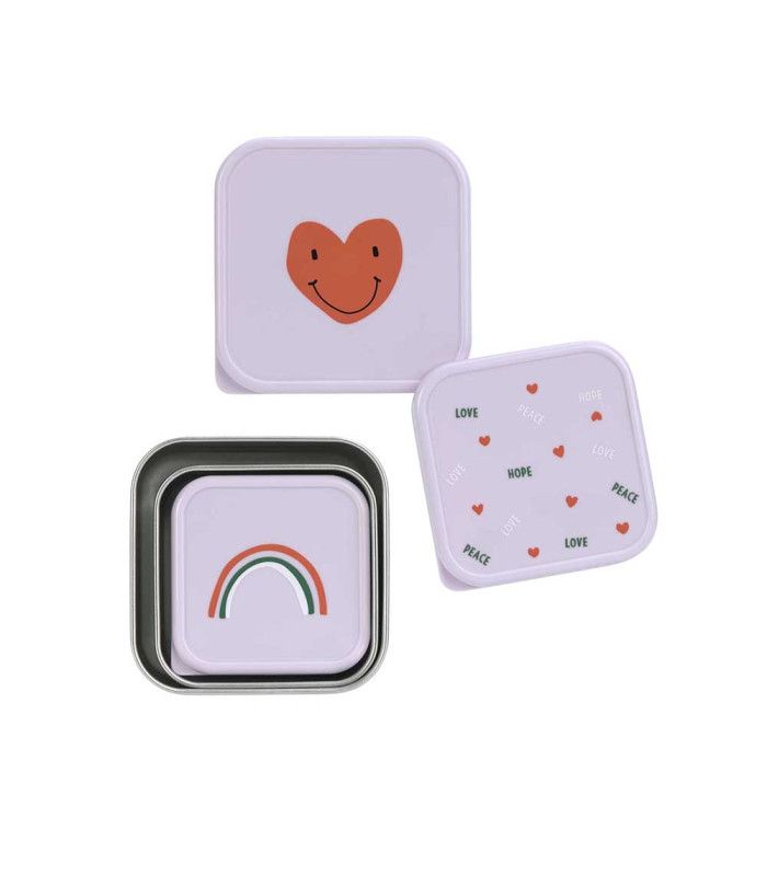 Set 3 tuppers acero inoxidable Heart Lavender