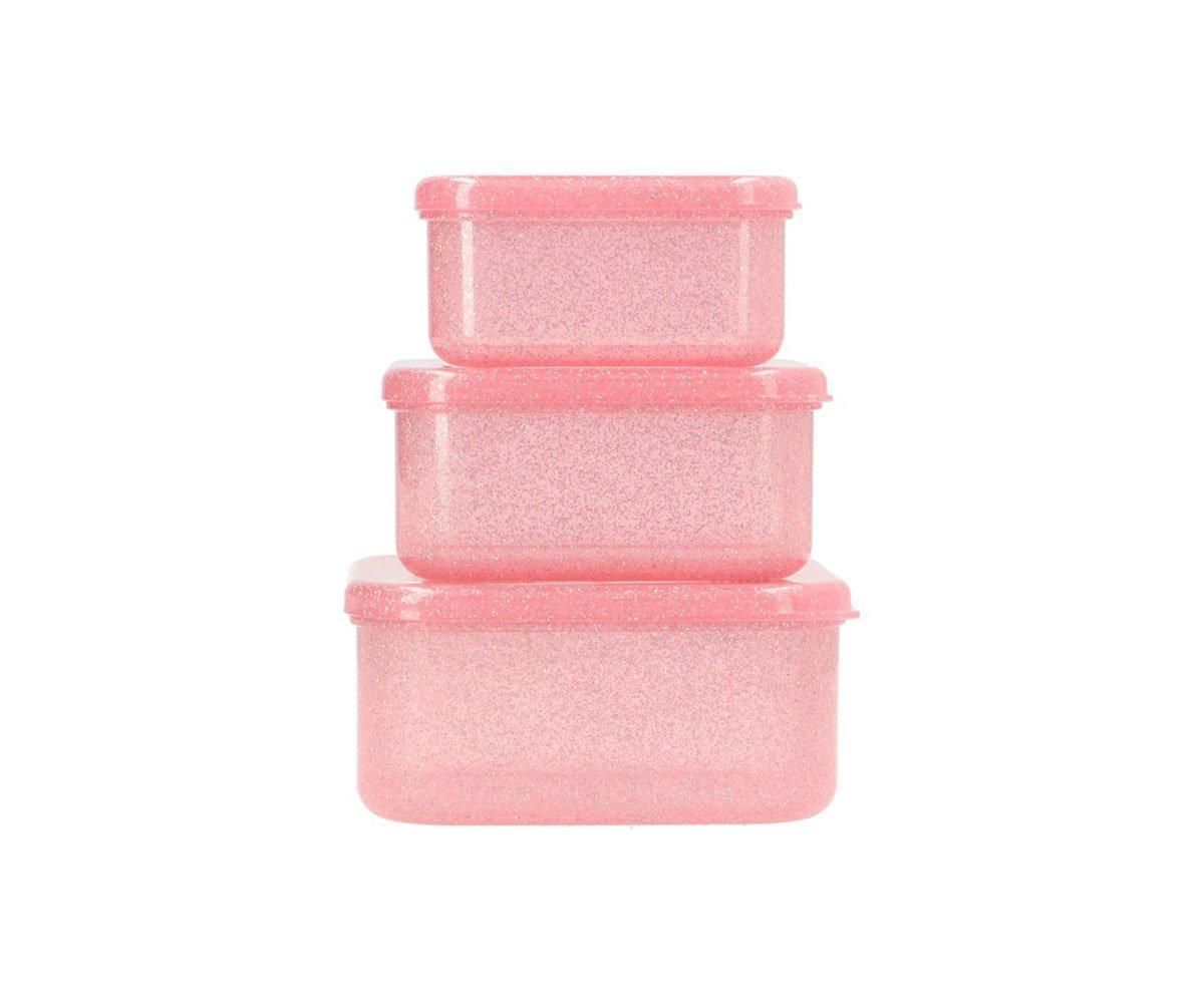 3 Cajas Almuerzo Glitter Pink Gloss