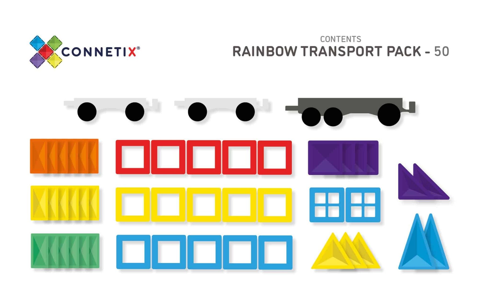 Transportes Rainow 50 piezas - Connetix Tiles