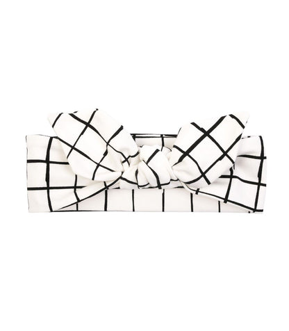 Diadema Cinta Elástica White Check
