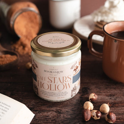 Vela Soja Book &amp;amp; Glow - Café en Stars Hollow