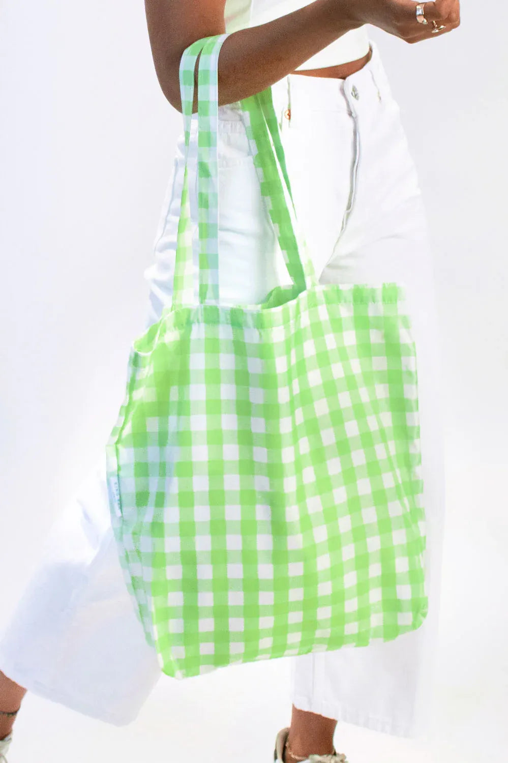 Tote Bag Grande Reciclada Lime Green Gingham