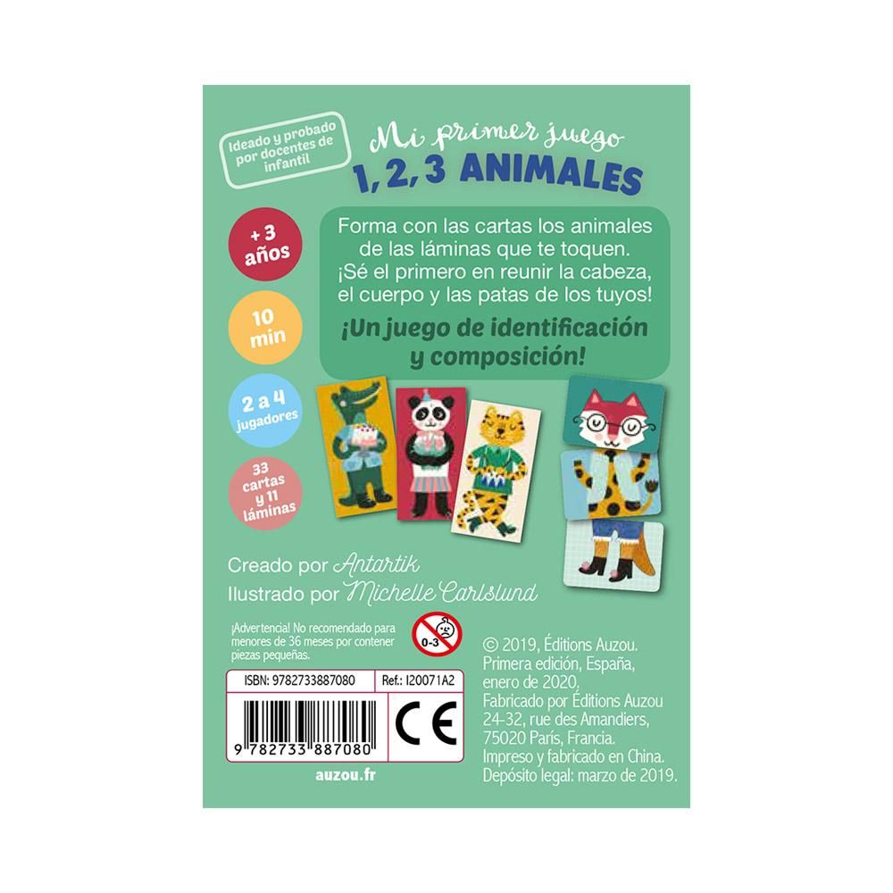 Juego Cartas 1, 2, 3 Animales Auzou