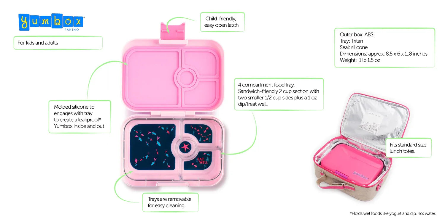 YUMBOX Panino 4 Compartimentos -  Panda Yellow