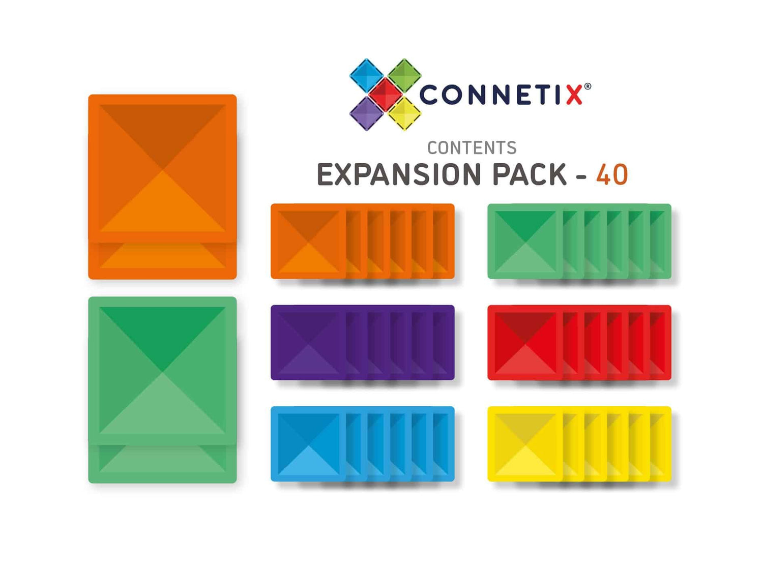 EXTENSIÓN 40 piezas magnéticas cuadradas - Connetix Tiles