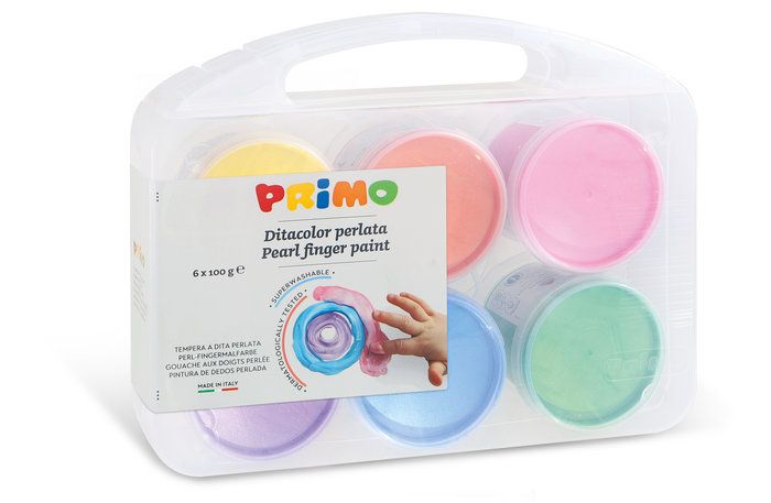 Maletín Pintura Dedos 100ml 6 colores Nacarados Primo