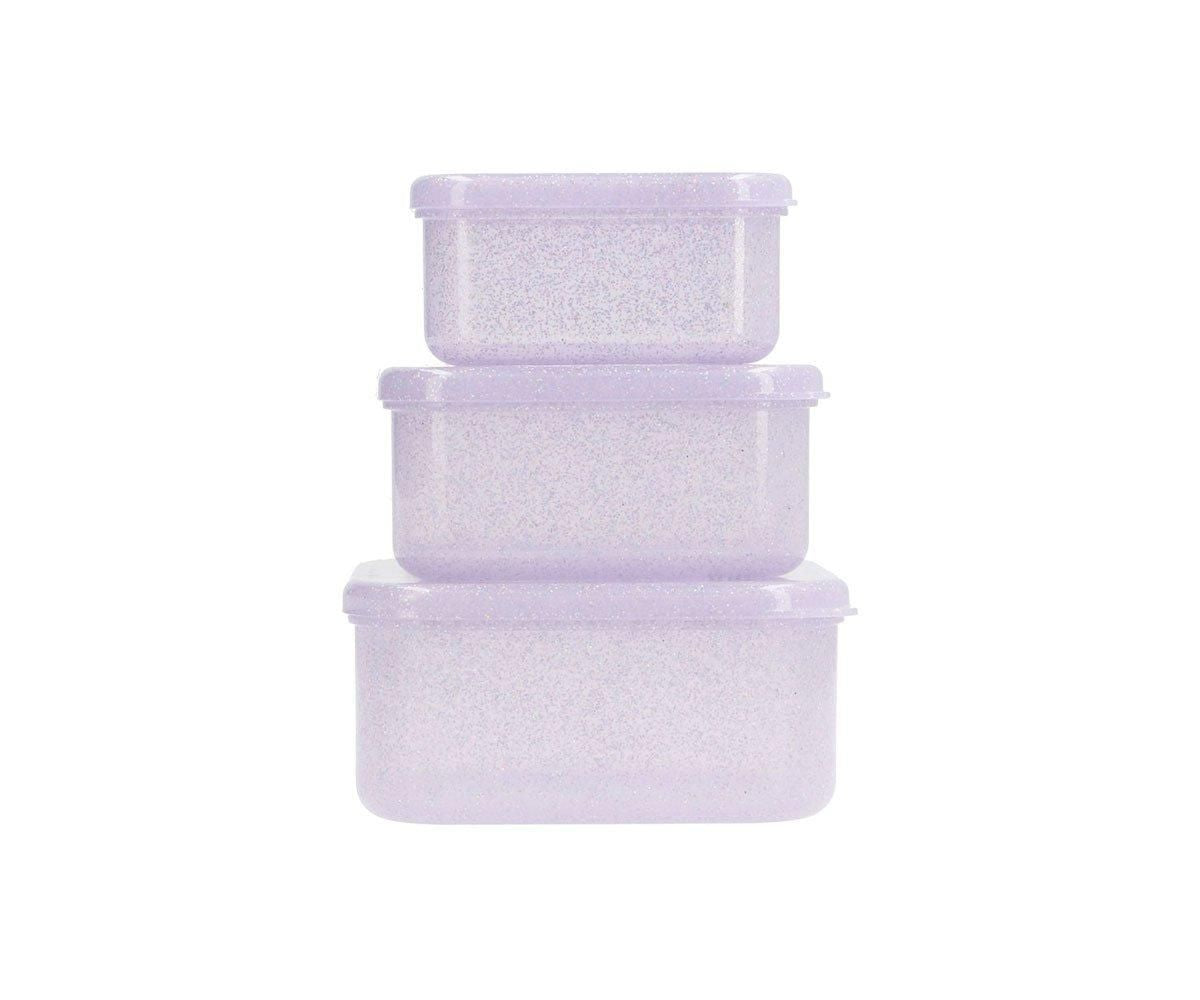 3 Cajas Almuerzo Glitter Lilac