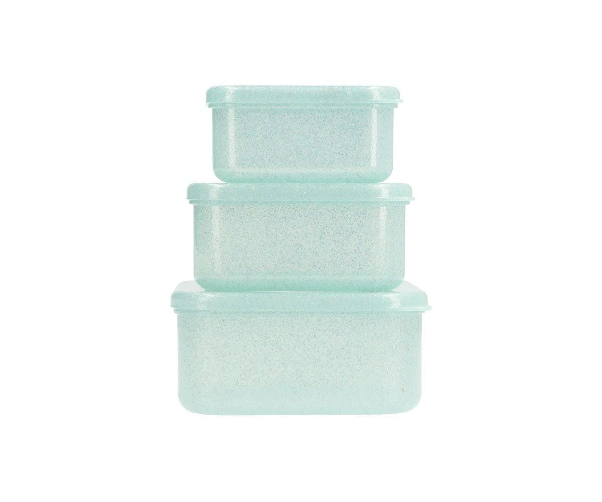 3 Cajas Almuerzo Glitter Turquoise