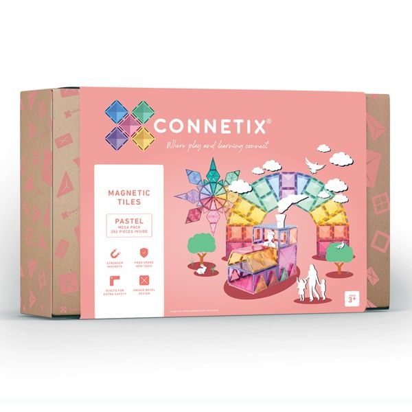 Construcciones Magnéticas Pastel Mega Pack 202 piezas - Connetix Tiles