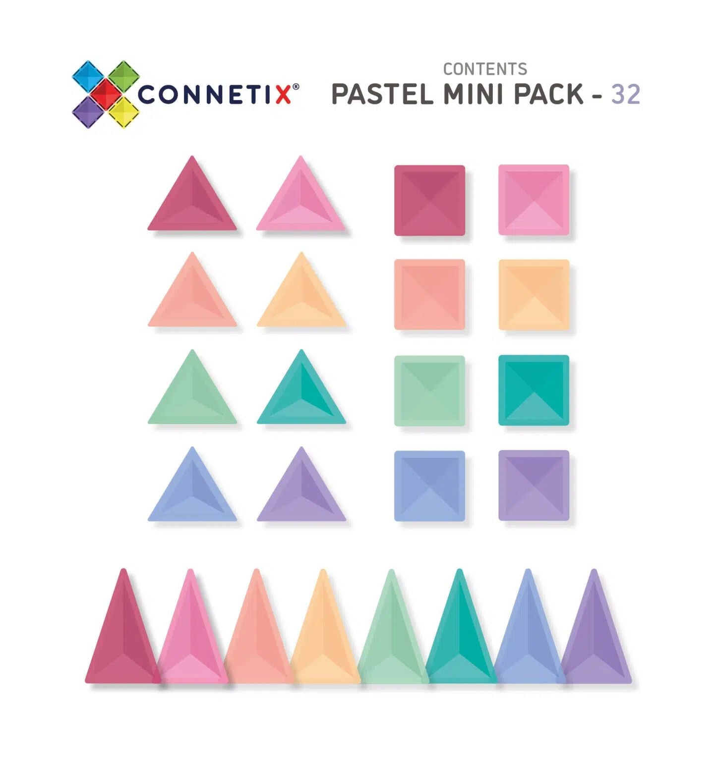 Construcciones Magnéticas Starter Pastel 32 piezas - Connetix Tiles