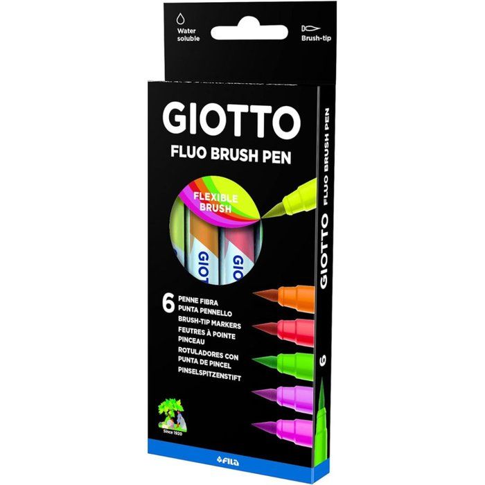 Rotulador Giotto turbo soft brush 6 colores flúor