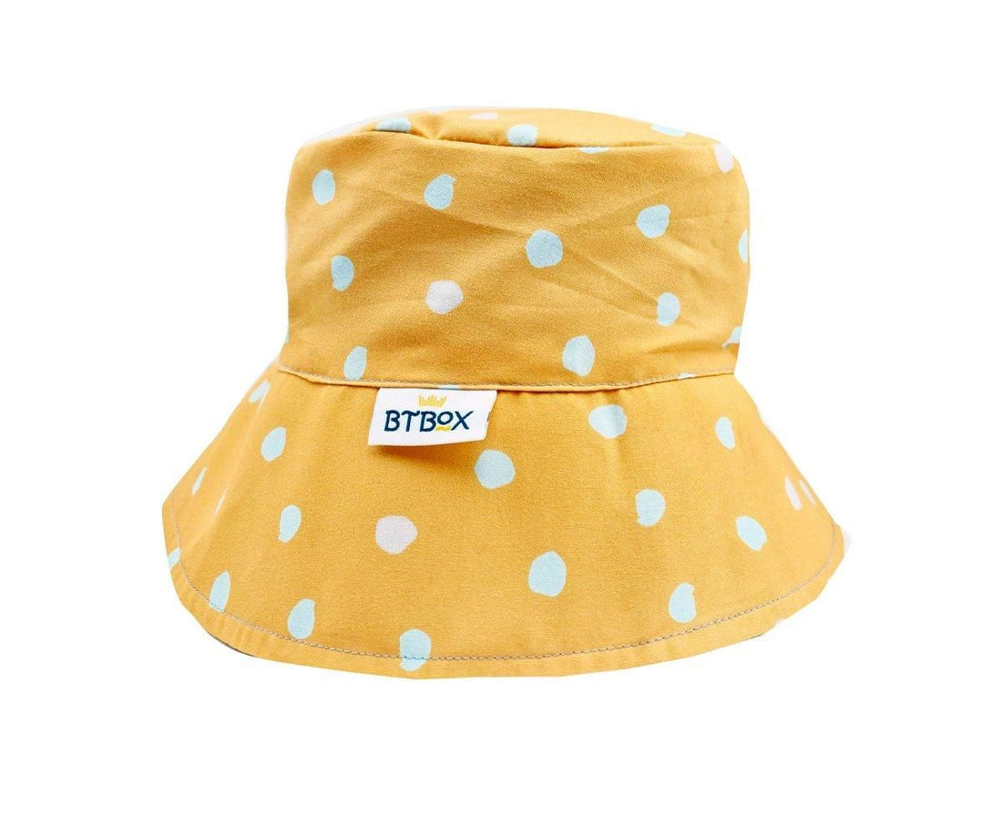 Gorro Playa Reversible UPF 50 Lunares Mostaza 2-5 años