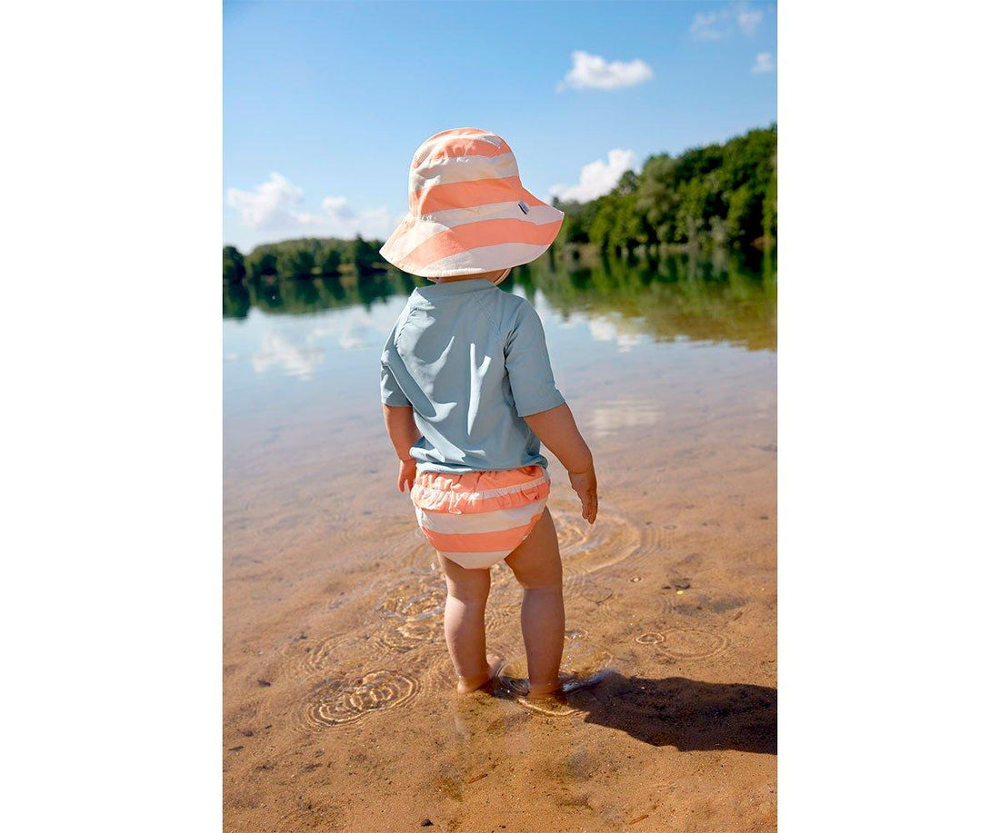Gorro Playa Reversible Stripes Milky Peach