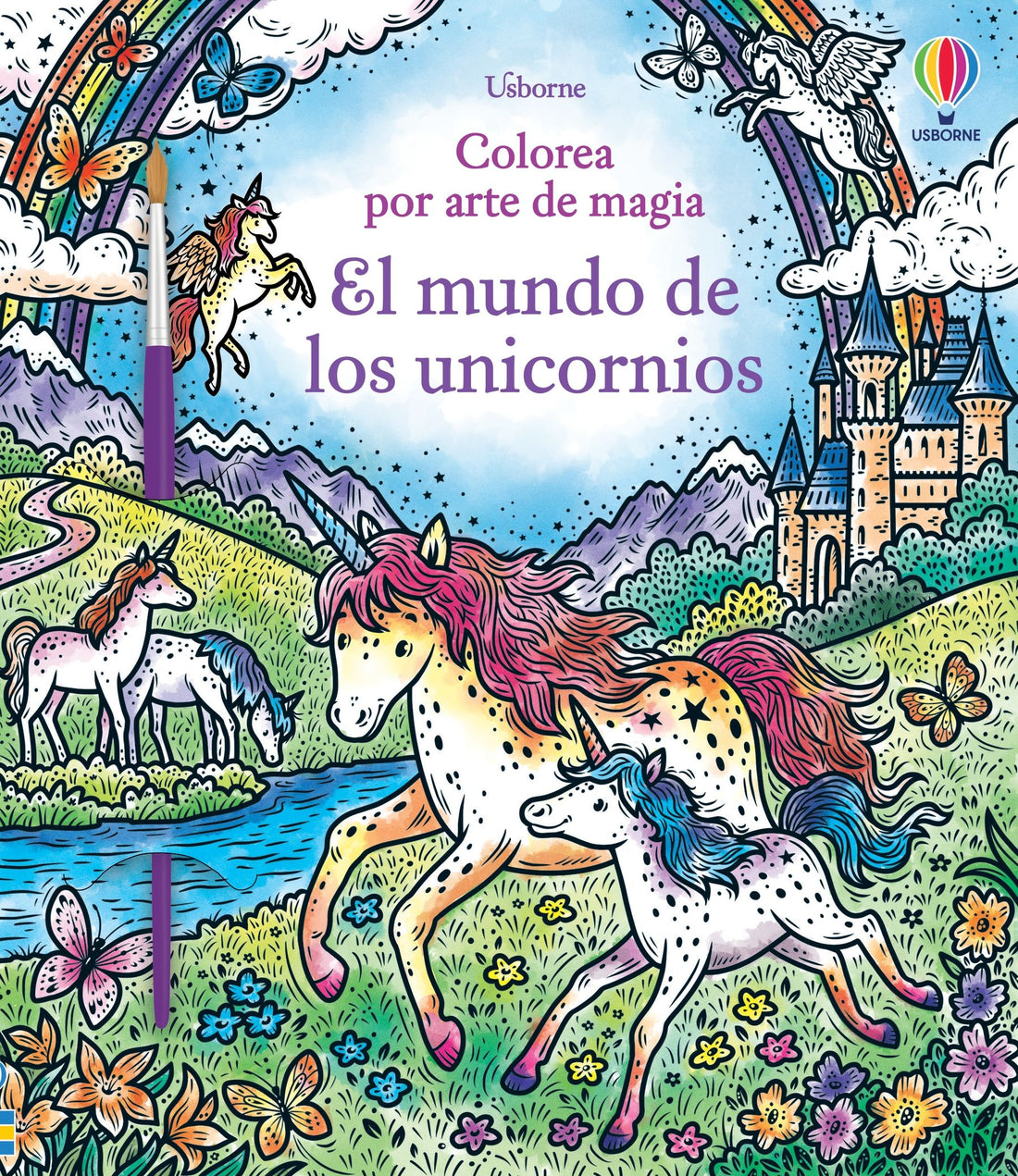 Colorea Magia Agua y Pincel Mundo Unicornios Usborne