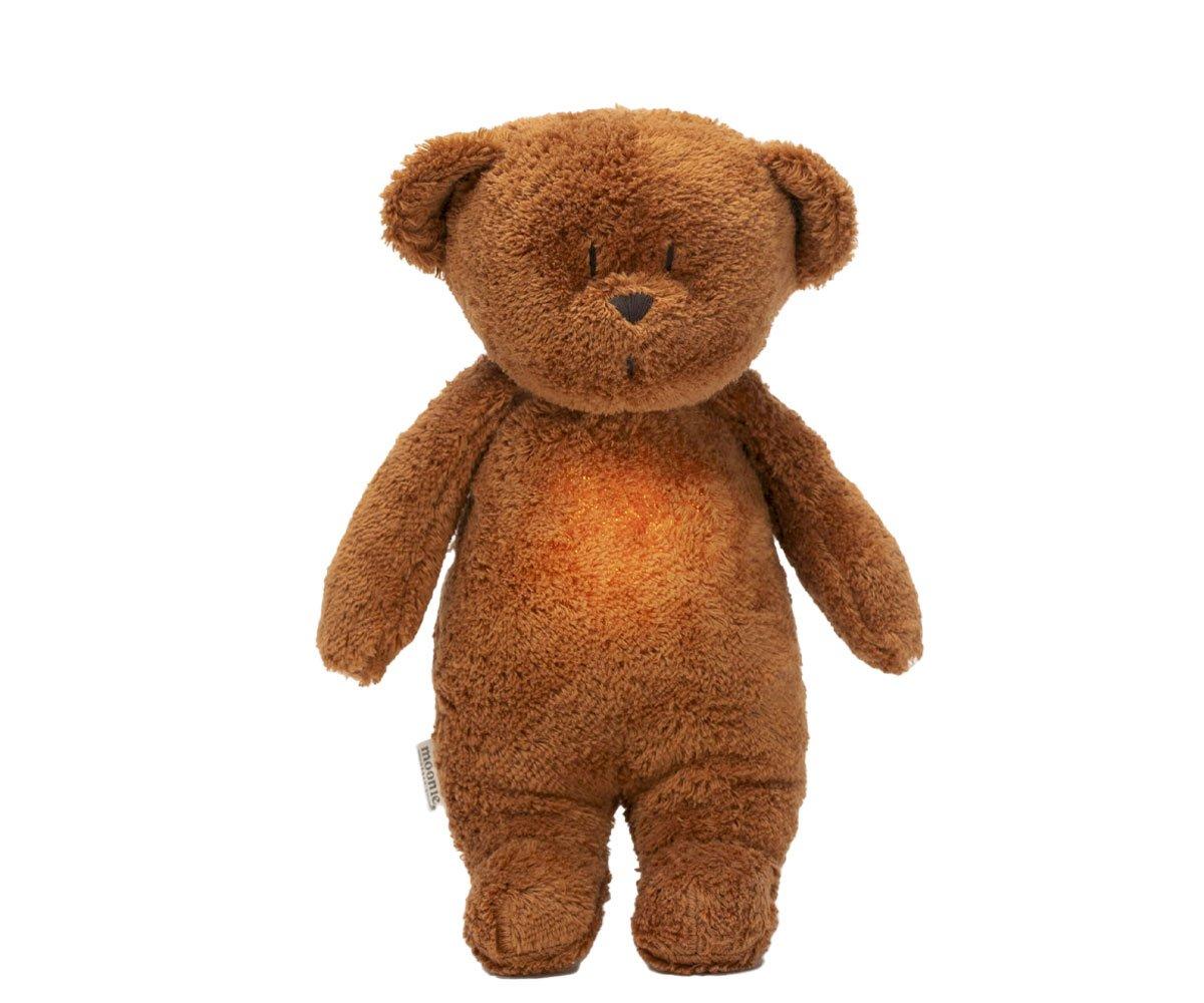 Osito Peluche Orgánico Luz y Sonido Moonie Caramel